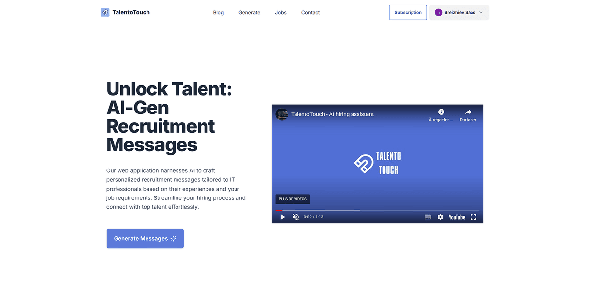 Hero de la landing page de talentotouch.com